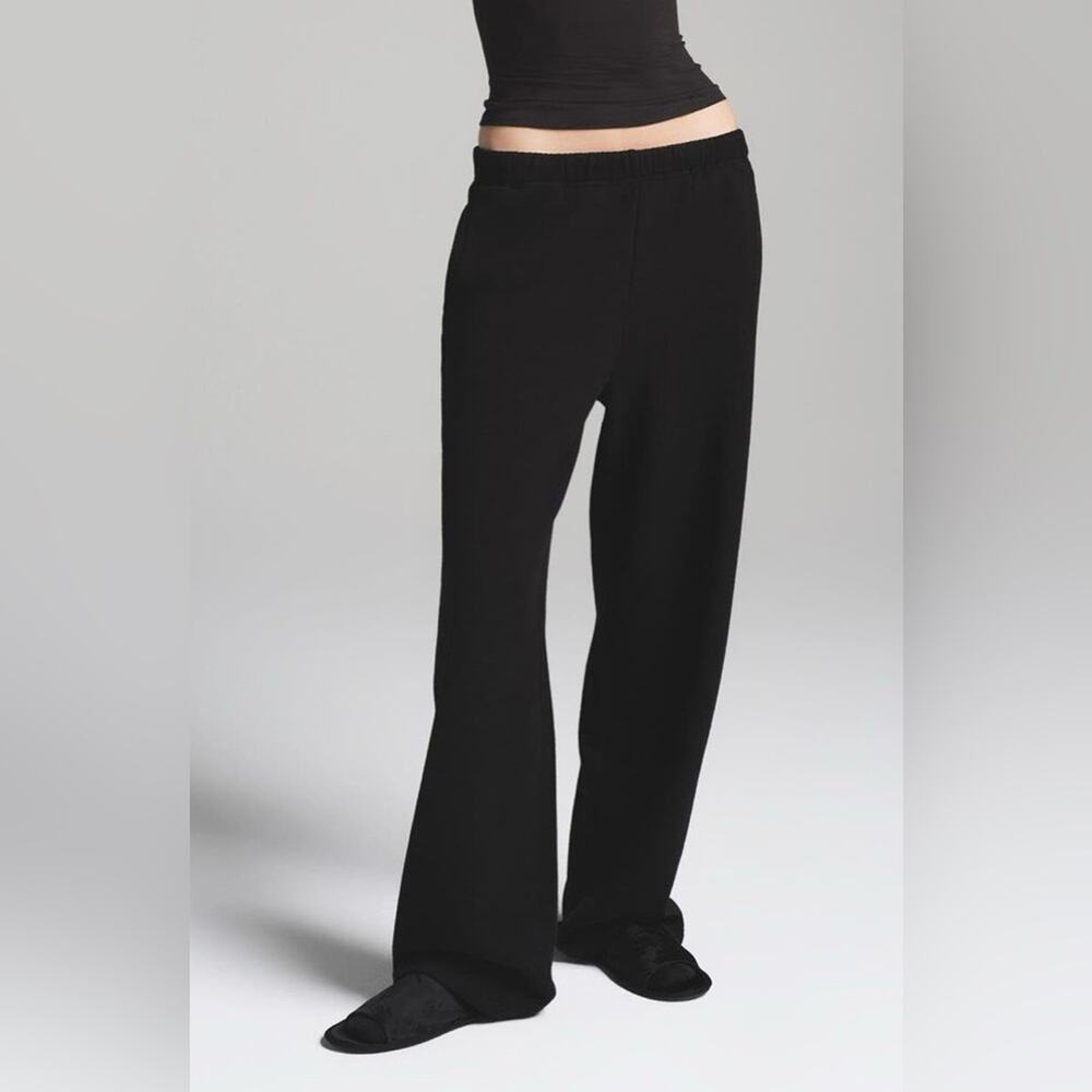 Skims Cotton Fleece Straight Leg Boyfriend Sweatpants Lounge Cozy Black Size 4X